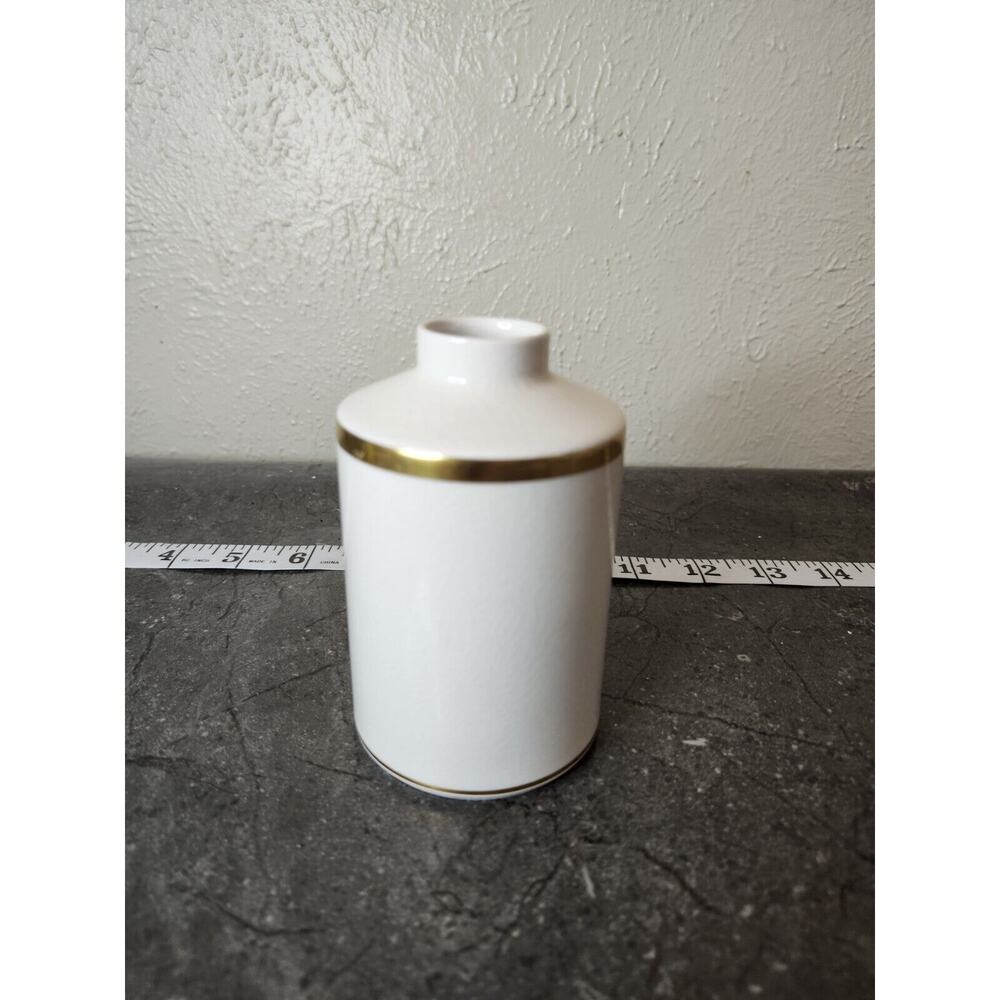 Dresden Porcelain Gold White Vase 4"‎ Vintage